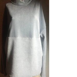 Soft Grey Ribbed Knit Tunic Top Size L